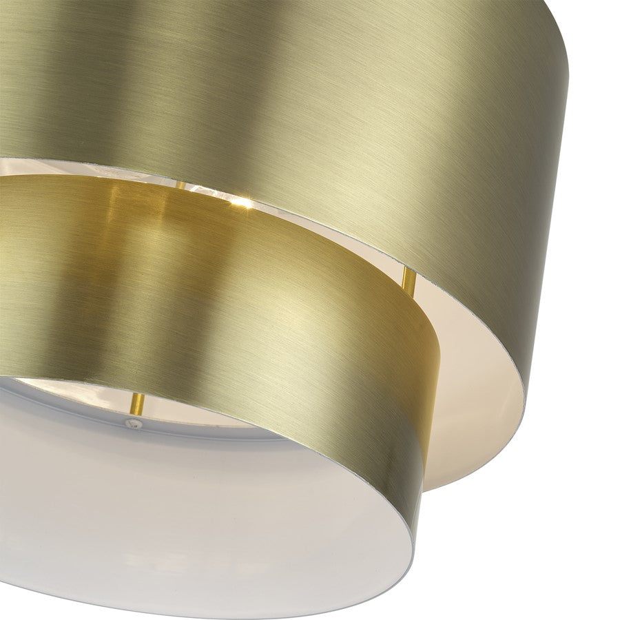 Livex Zolana 2Lt Medium Semi-Flush, Brass/Brass Steel/Shiny White