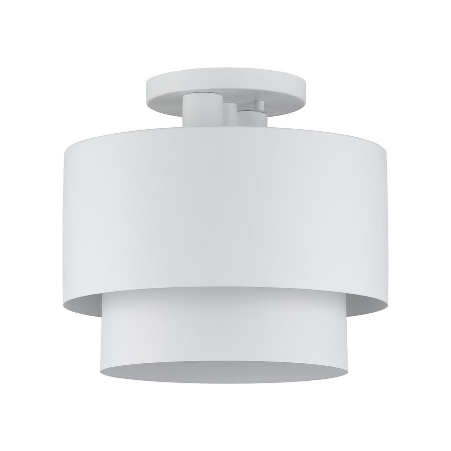Livex Zolana 2Lt Medium Semi-Flush, White/White Steel/White