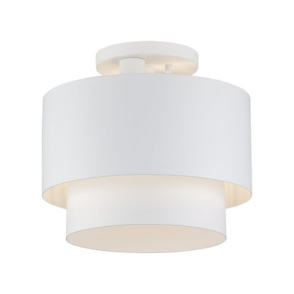Livex Zolana 2Lt Medium Semi-Flush, White/White Steel/White