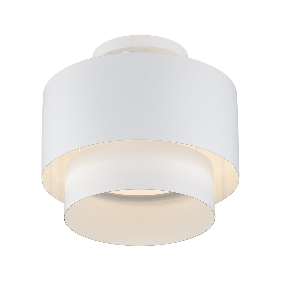 Livex Zolana 2Lt Medium Semi-Flush, White/White Steel/White