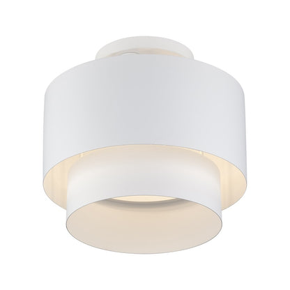 Livex Zolana 2Lt Medium Semi-Flush, White/White Steel/White