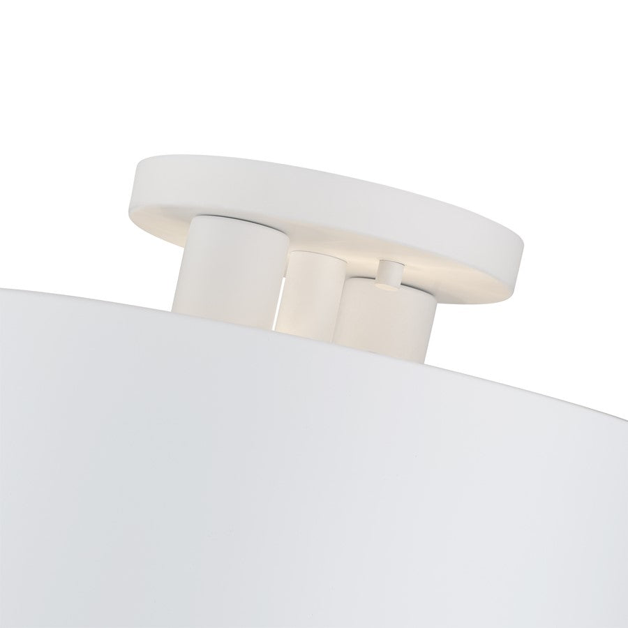 Livex Zolana 2Lt Medium Semi-Flush, White/White Steel/White