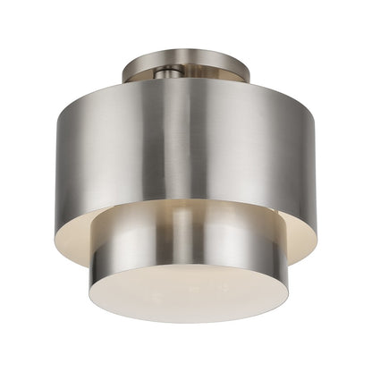 Livex Zolana 2Lt Medium Semi-Flush, Nickel/Nickel/Shiny White