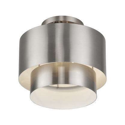 Livex Zolana 2Lt Medium Semi-Flush, Nickel/Nickel/Shiny White