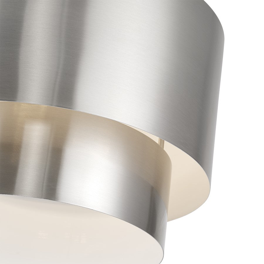 Livex Zolana 2Lt Medium Semi-Flush, Nickel/Nickel/Shiny White