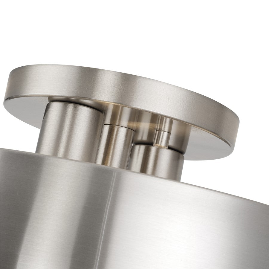 Livex Zolana 2Lt Medium Semi-Flush, Nickel/Nickel/Shiny White