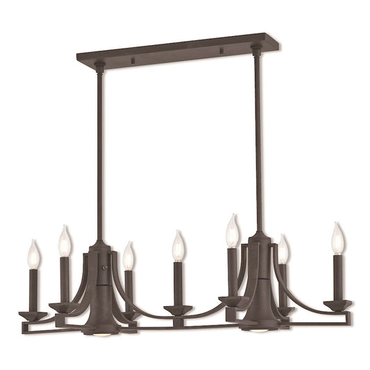 Livex Lighting Trumbull 9 Light Linear Chandelier in Bronze