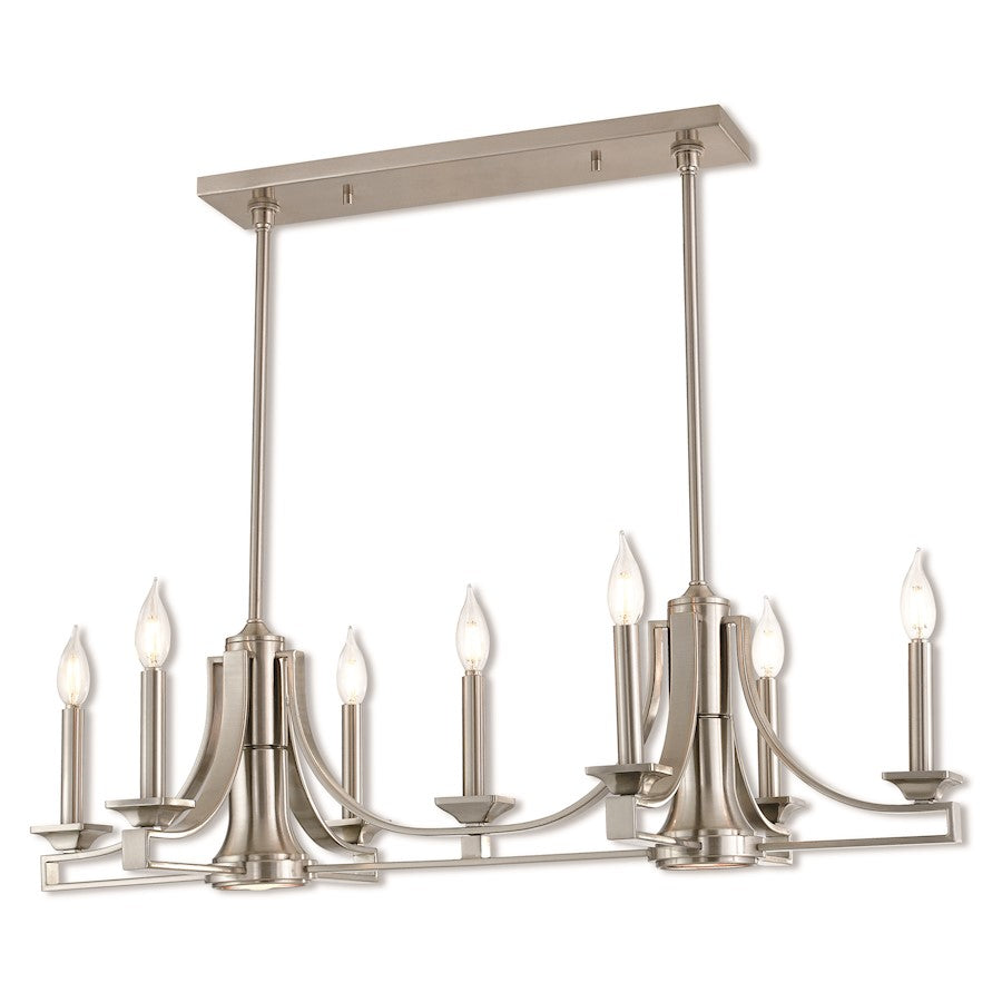 Livex Lighting Trumbull 9 Light Linear Chandelier in Brushed Nickel