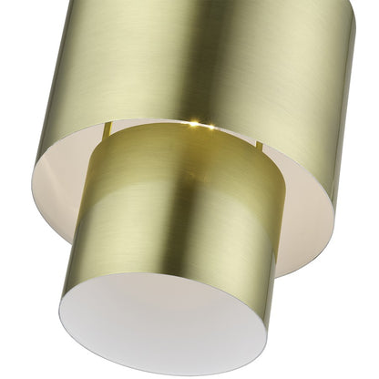 Livex Zolana 1Lt Mini Pendant, Brass/Brass Steel/Shiny White