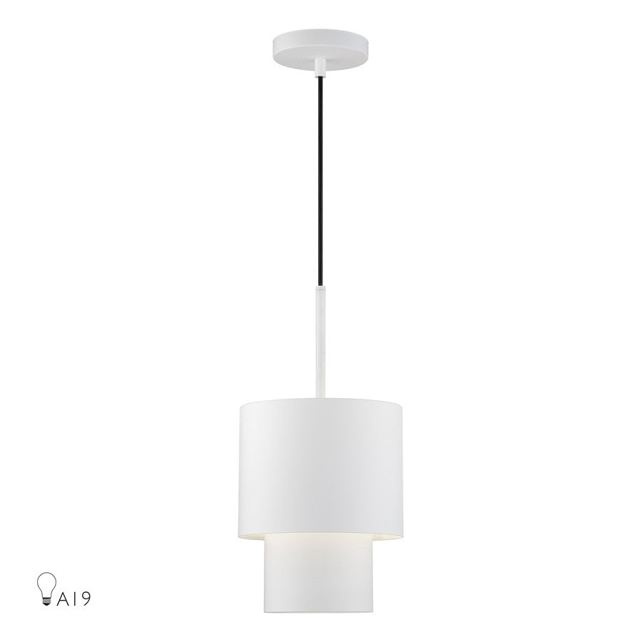 Livex Zolana 1Lt Mini Pendant, White/White Steel/White - 40058-03