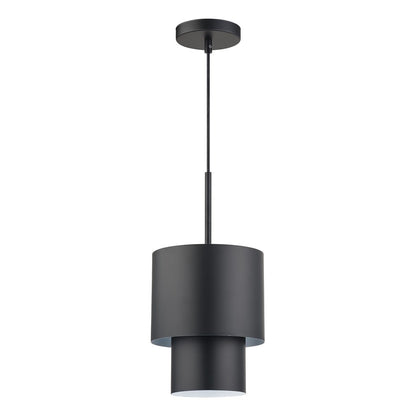 Livex Zolana 1Lt Mini Pendant, Black/Black Steel/Shiny White