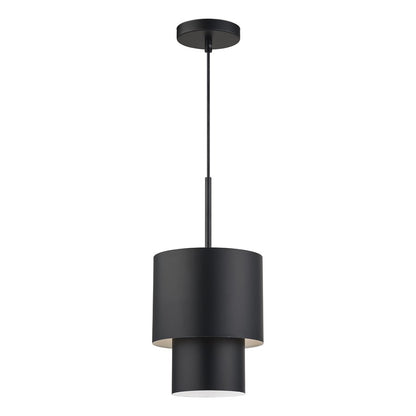 Livex Zolana 1Lt Mini Pendant, Black/Black Steel/Shiny White
