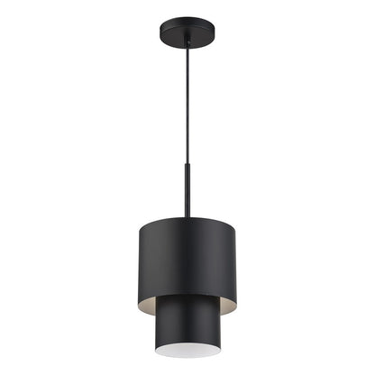 Livex Zolana 1Lt Mini Pendant, Black/Black Steel/Shiny White