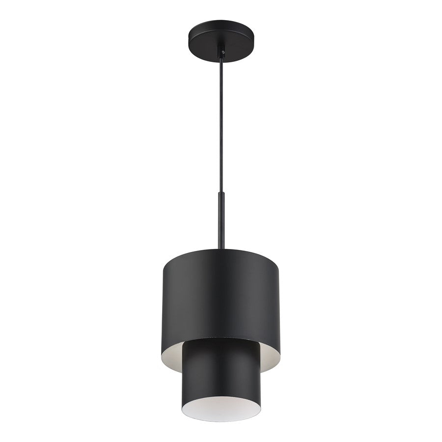 Livex Zolana 1Lt Mini Pendant, Black/Black Steel/Shiny White