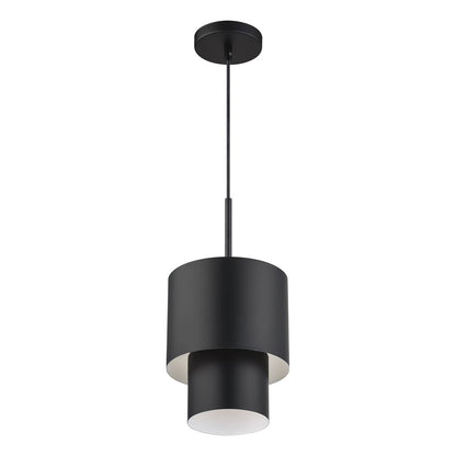 Livex Zolana 1Lt Mini Pendant, Black/Black Steel/Shiny White
