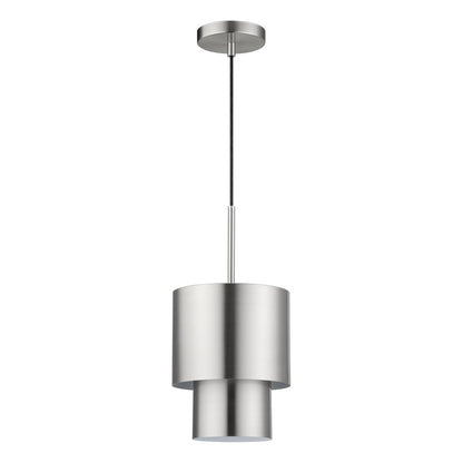 Livex Zolana 1Lt Mini Pendant, Nickel/Nickel Steel/Shiny White