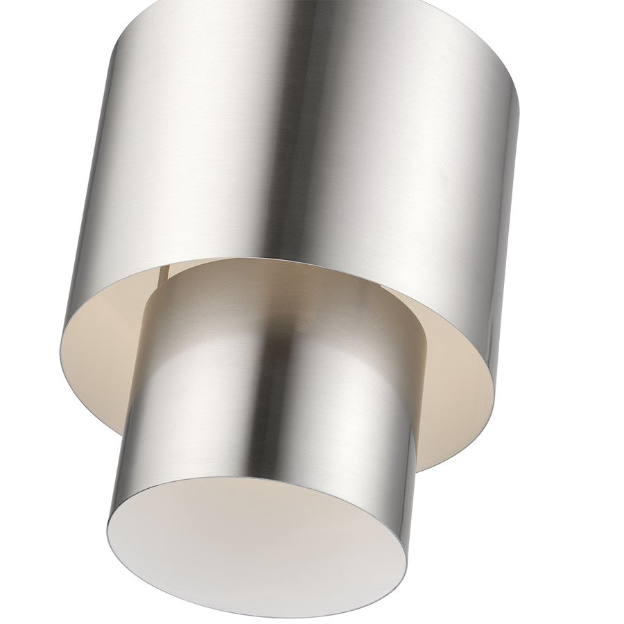 Livex Zolana 1Lt Mini Pendant, Nickel/Nickel Steel/Shiny White