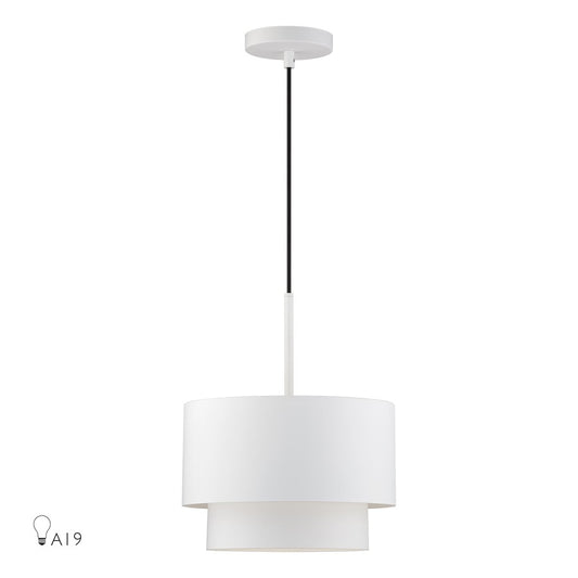 Livex Zolana 1Lt Pendant, White/White Steel Shade with White Inside - 40059-03