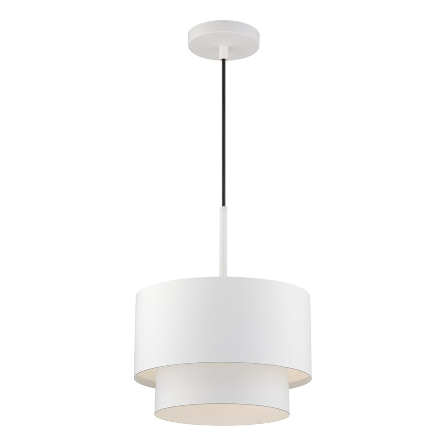 Livex Zolana 1Lt Pendant, White/White Steel Shade with White Inside
