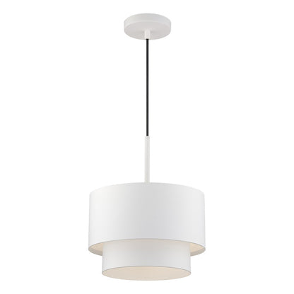 Livex Zolana 1Lt Pendant, White/White Steel Shade with White Inside