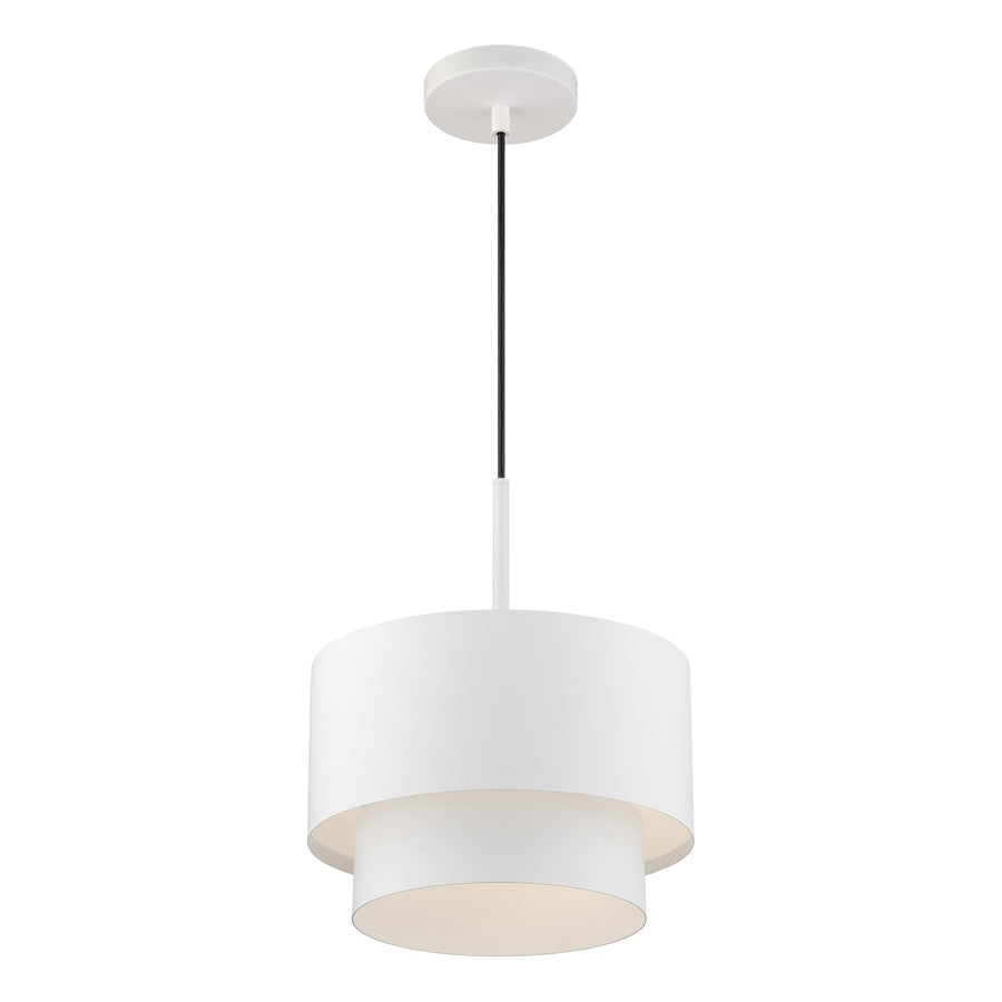 Livex Zolana 1Lt Pendant, White/White Steel Shade with White Inside