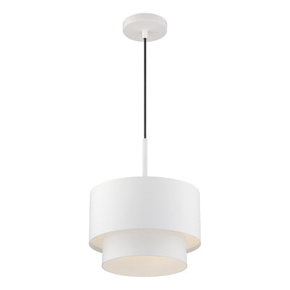 Livex Zolana 1Lt Pendant, White/White Steel Shade with White Inside