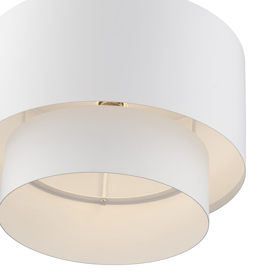 Livex Zolana 1Lt Pendant, White/White Steel Shade with White Inside