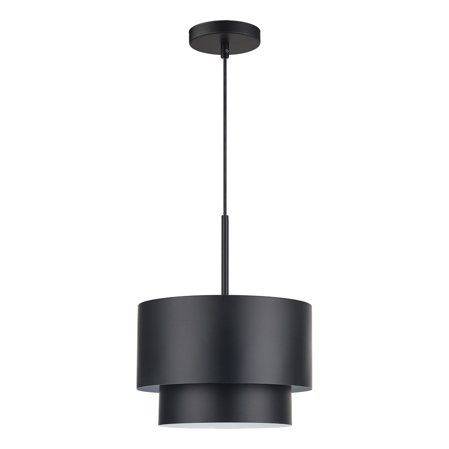 Livex Zolana 1Lt Pendant, Black/Black Steel/Shiny White