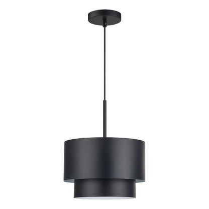 Livex Zolana 1Lt Pendant, Black/Black Steel/Shiny White