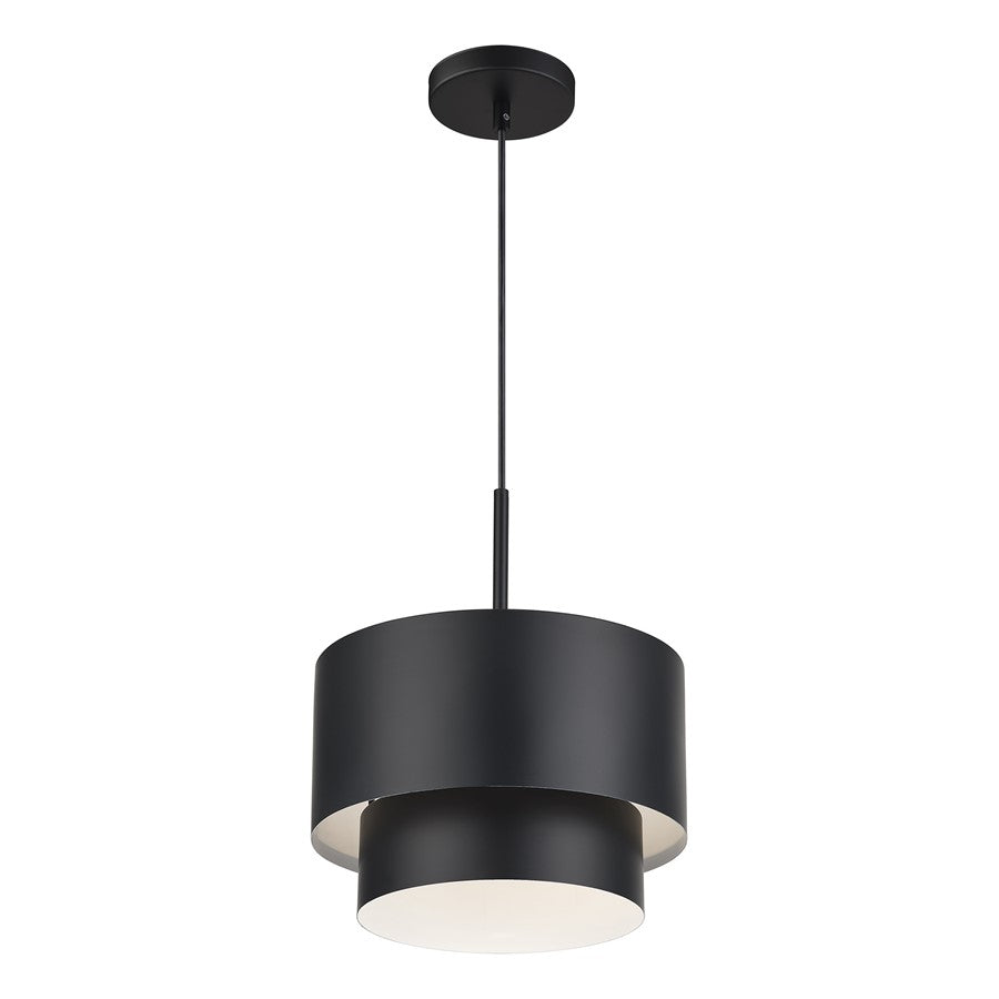 Livex Zolana 1Lt Pendant, Black/Black Steel/Shiny White
