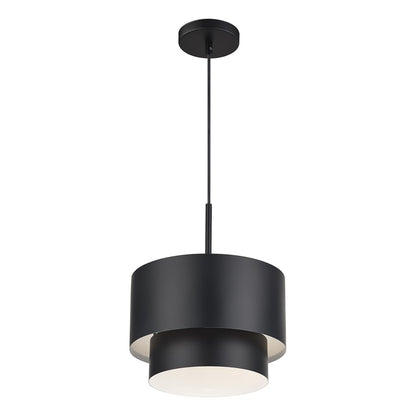 Livex Zolana 1Lt Pendant, Black/Black Steel/Shiny White