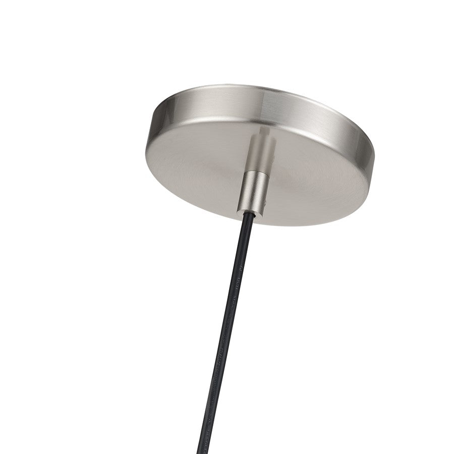 Livex Zolana 1Lt Pendant, Nickel/Nickel Steel/Shiny White
