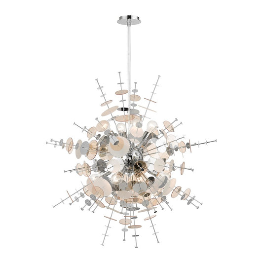 Livex Circulo 8 Lt Large Pendant Chandelier, Chrome/Geometric Discs