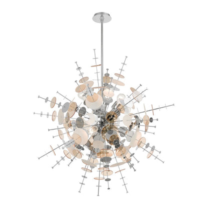 Livex Circulo 8 Lt Large Pendant Chandelier, Chrome/Geometric Discs