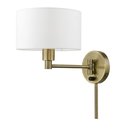 Livex Swing Arm Wall Lamps 1 Light 9" Swing Arm Wall Lamp, BS/OWH