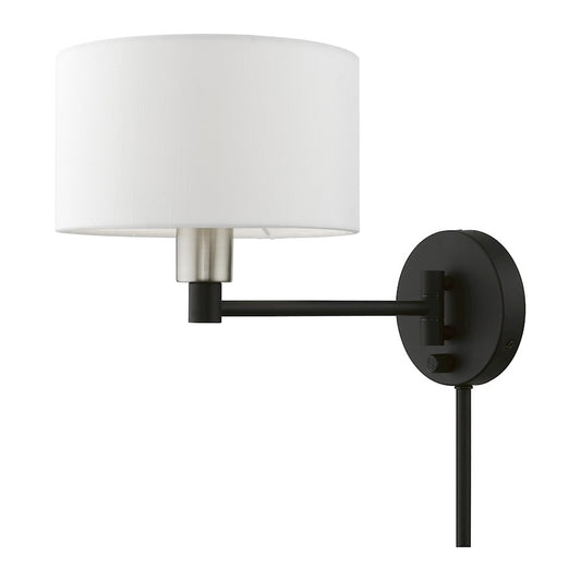Livex Swing Arm Wall Lamps 1 Light 9" Swing Arm Wall Lamp, BK/NK/OWH