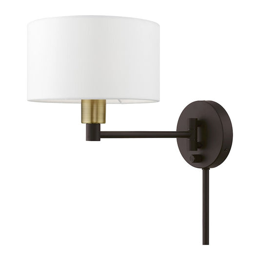 Livex Swing Arm Wall Lamps 1 Light 9" Swing Arm Wall Lamp, BZ/BS/OWH