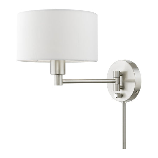 Livex Swing Arm Wall Lamps 1 Light 9" Swing Arm Wall Lamp, NK/OWH