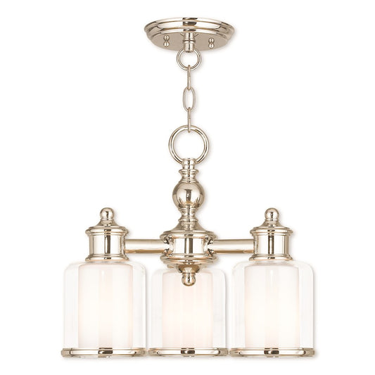 Livex Middlebush 3 LT Conv Mini Chandelier/Ceiling, Nickel/Clear/Opal