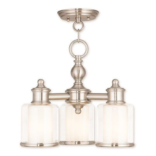 Livex Middlebush 3 Light Convertible, Nickel/Clear/Opal