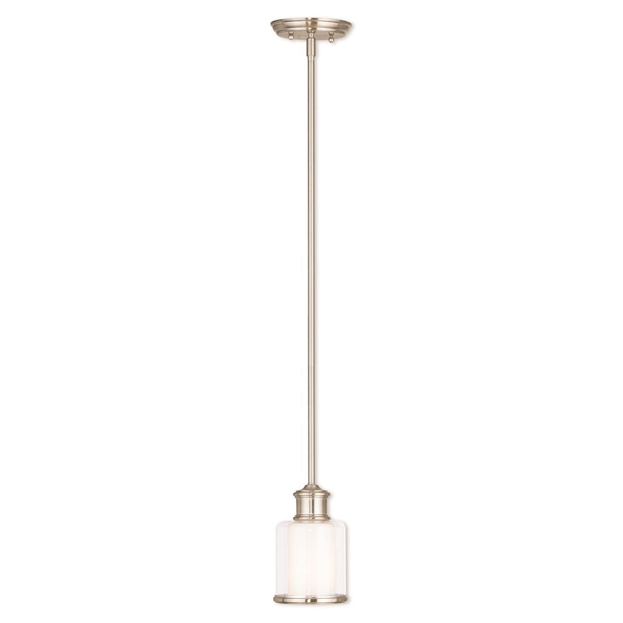 Livex Middlebush 1 Light Mini Pendant, B Nickel/Clear/Opal