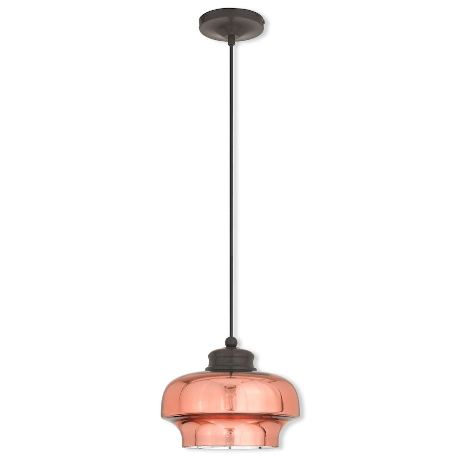 Livex Art 1 Light Mini Pendant, English Bronze/Copper (Inside Chrome)