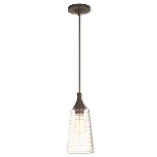Livex Art 1 Light Mini Pendant, English Bronze/Clear