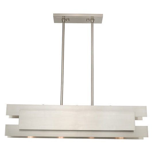 Livex Varick 4 Light Linear Chandelier, Brushed Nickel