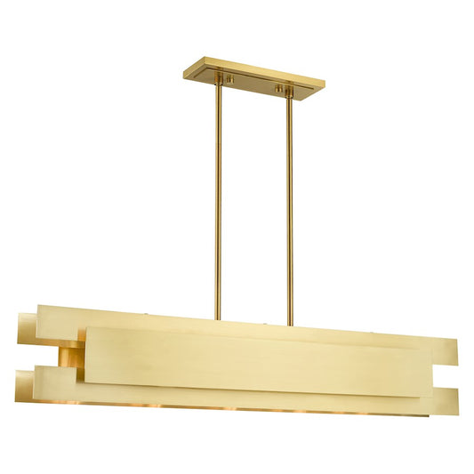 Livex Varick 5 Light Linear Chandelier, Satin Brass