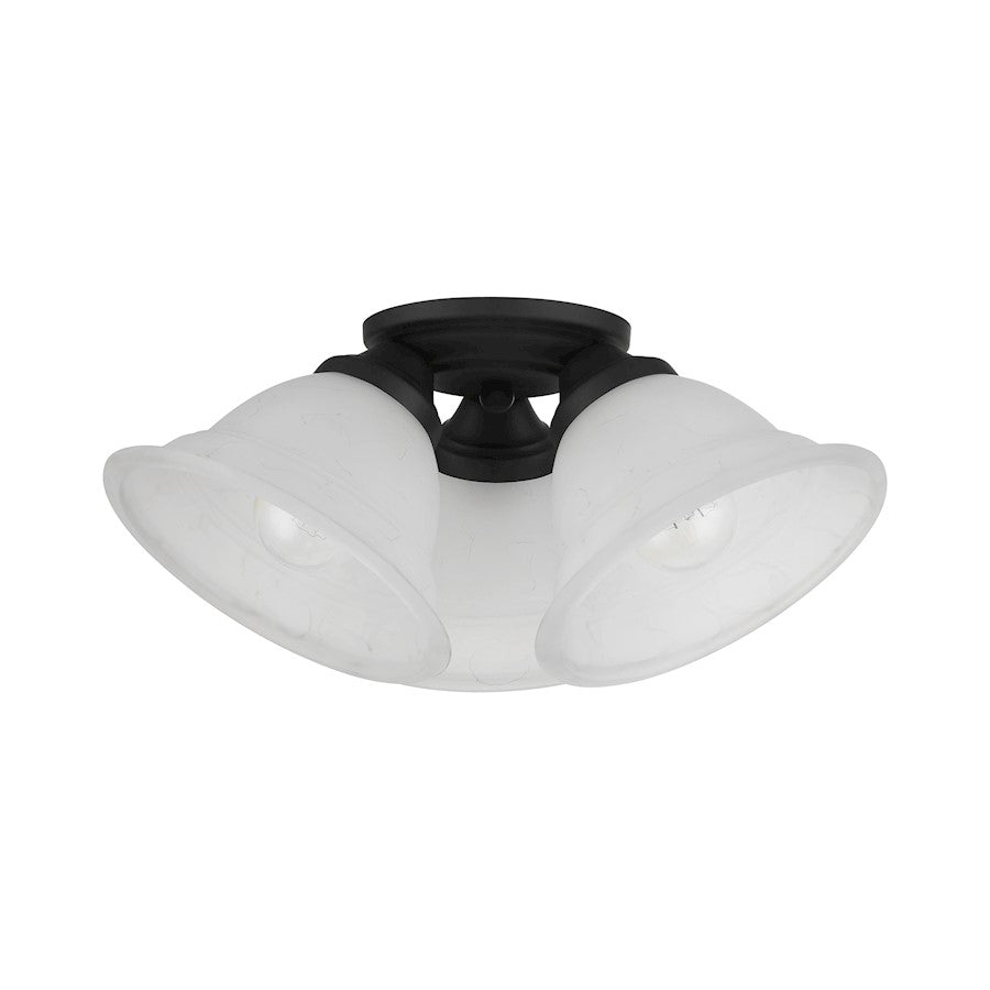 Livex Wynnewood 3 Light Flush Mount, Black/Gray Marble