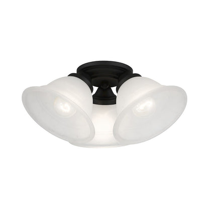 Livex Wynnewood 3 Light Flush Mount, Black/Gray Marble
