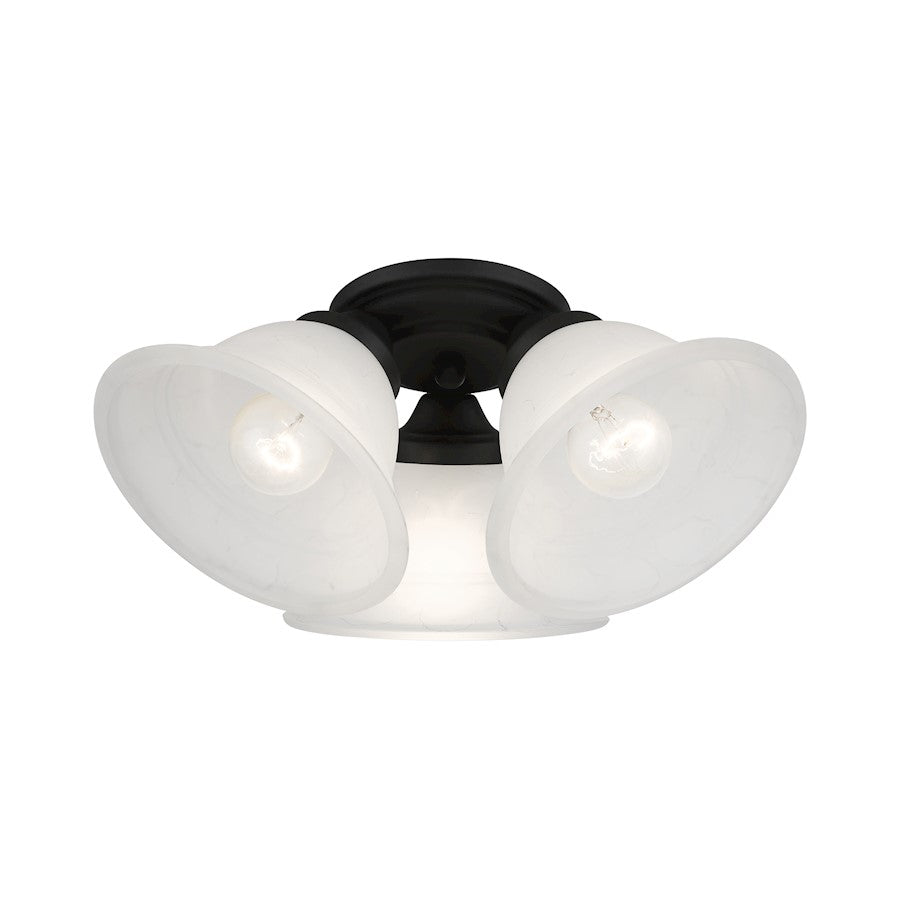 Livex Wynnewood 3 Light Flush Mount, Black/Gray Marble