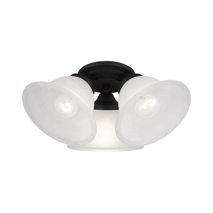 Livex Wynnewood 3 Light Flush Mount, Black/Gray Marble