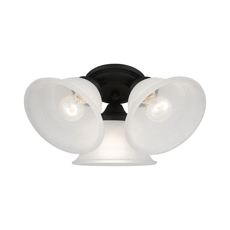 Livex Wynnewood 3 Light Flush Mount, Black/Gray Marble